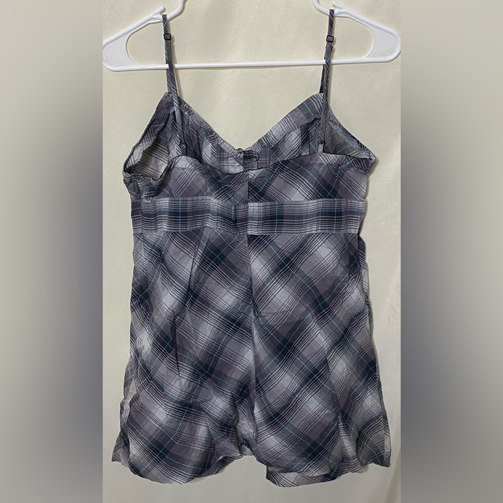 Hurley Y2K Plaid Babydoll Camisole Top/ Tank Top w/ Buttons - Picture 5 of 5
